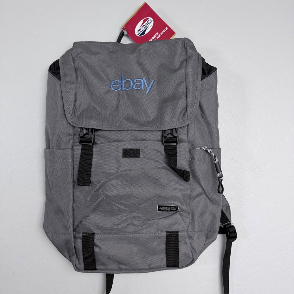 American Tourister Embark Computer Backpack Grey eBay Logo‎ Laptop Bag New